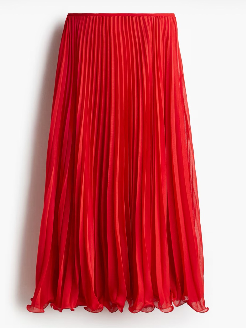 H & M Red Pleated Midi Skirt size 6- NWT